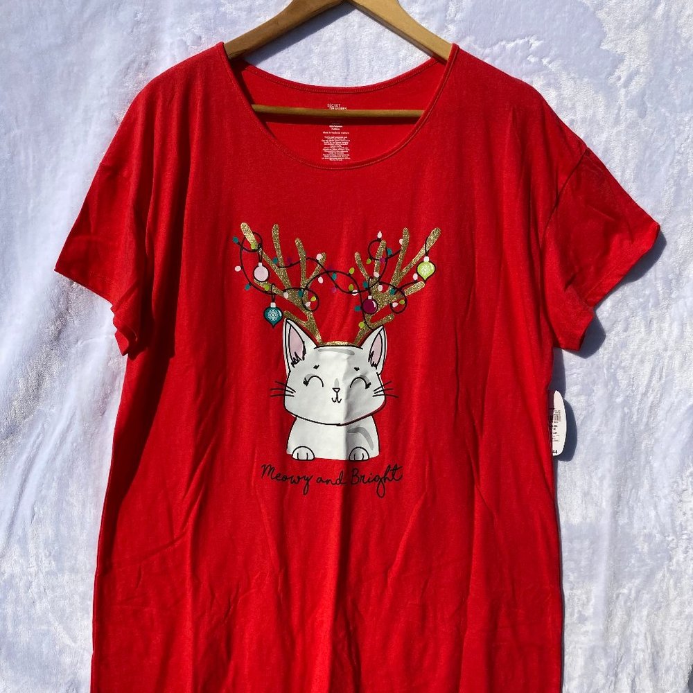 Red PJ's Christmas Cat Lovers Pajamas size 16-18